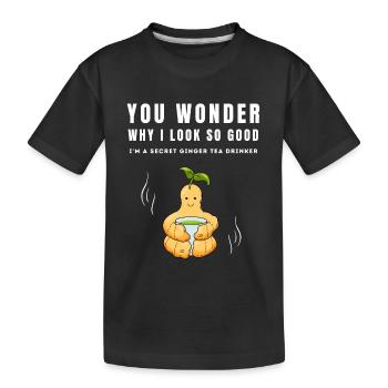 JE SUIS UN BUVEUR SECRET DE THÉ AU GINGEMBRE Ingwertee Ingwer - T-shirt bio Premium Enfant - noir - Devant