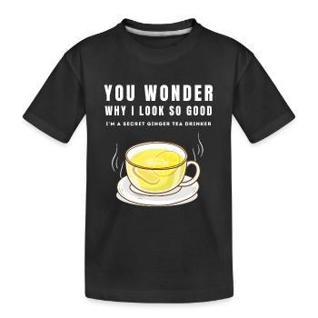 JE SUIS UN BUVEUR SECRET DE THÉ AU GINGEMBRE Ingwertee Ingwer - T-shirt bio Premium Enfant - noir - Devant