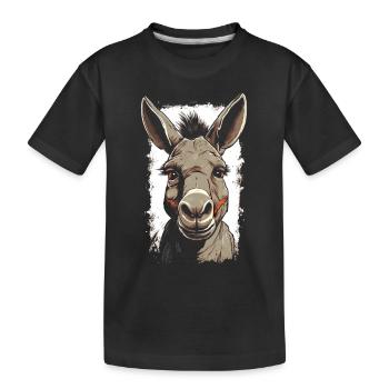 Esel Eselchen Maultier Muli - Kinder Premium Bio T-Shirt - Schwarz - Vorne