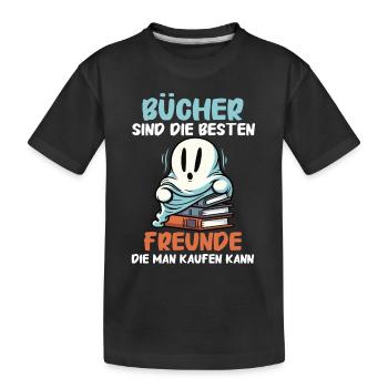 Buch Lesen Bücher Buch Nerd Bücherwurm - Kinder Premium Bio T-Shirt - Schwarz - Vorne