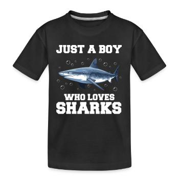 Requin, Océan, Requin tigre, Animal, Poisson - T-shirt bio Premium Enfant - noir - Devant