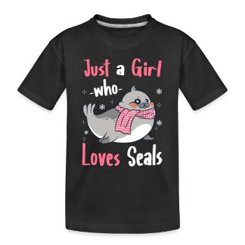 Robbe Robben Tier Seelöwe - Kinder Premium Bio T-Shirt - Schwarz - Vorne