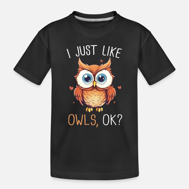 Eule Vogel Tier Eulen - Kinder Premium Bio T-Shirt - Schwarz