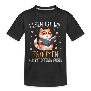 Buch Lesen Bücher Buch Nerd Bücherwurm - Kinder Premium Bio T-Shirt - Schwarz - Vorne