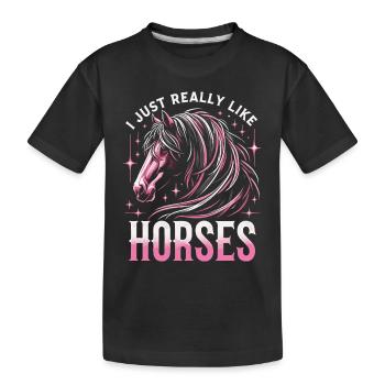 Horse Riding Horse Riding Horse Riding Jump Riding - Kids' Premium Organic T-Shirt - black - Front