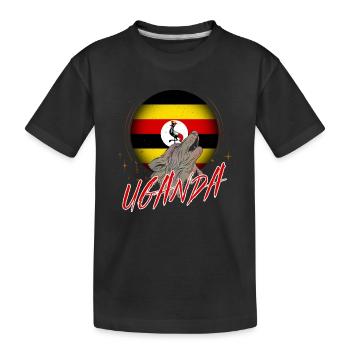 Uganda - Kids' Premium Organic T-Shirt - black - Front