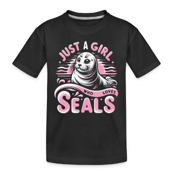 Robbe Robben Tier Seelöwe - Kinder Premium Bio T-Shirt - Schwarz - Vorne