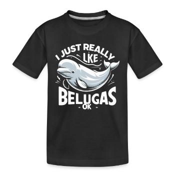 Beluga Wal Ozean Belugas Wale - Kinder Premium Bio T-Shirt - Schwarz - Vorne