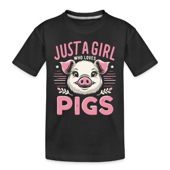 Pig Animal - Kids' Premium Organic T-Shirt - black - Front