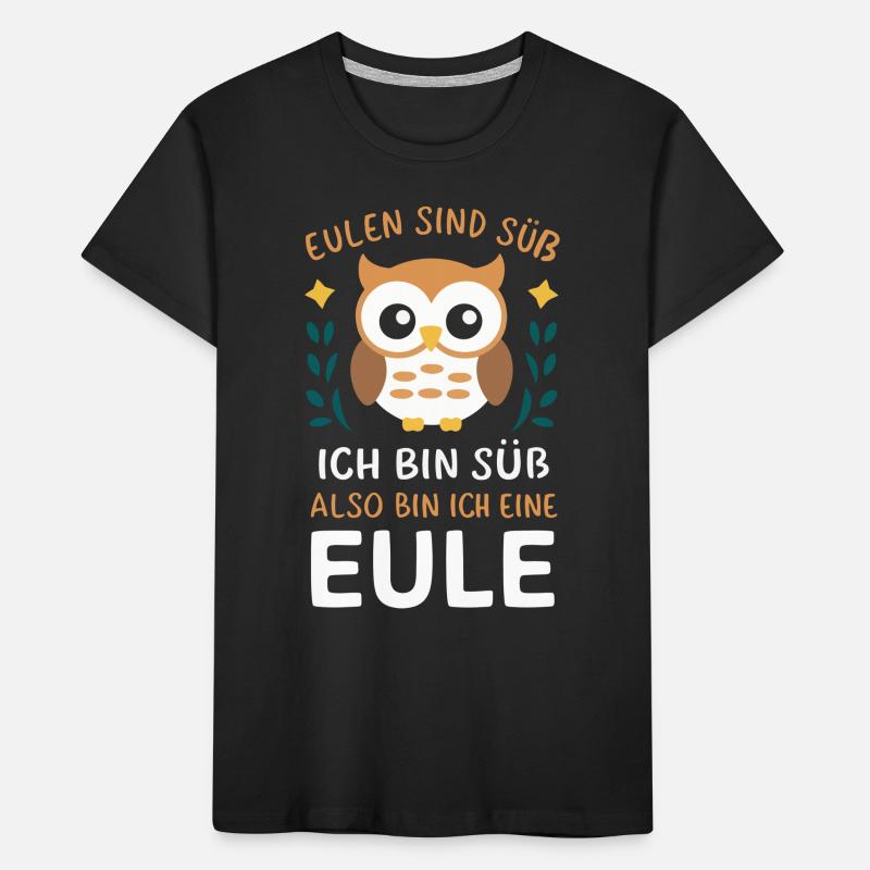 Nachteule Eule Eulen Vogel Kinder Premium Bio T-Shirt