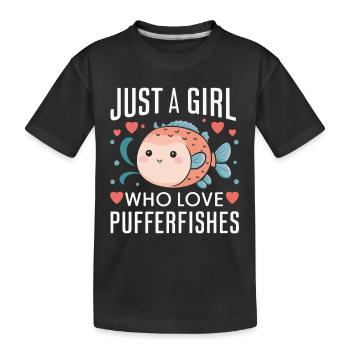 Kugelfisch Kugelfische Fisch Ozean Tier - Kinder Premium Bio T-Shirt - Schwarz - Vorne