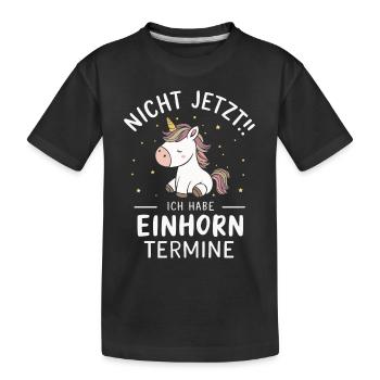 Einhorn Einhörner Fabelwesen Mystisch - Kinder Premium Bio T-Shirt - Schwarz - Vorne