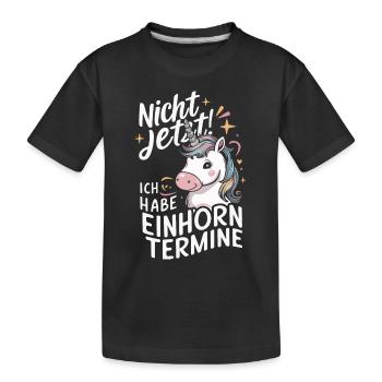 Einhorn Einhörner Fabelwesen Mystisch - Kinder Premium Bio T-Shirt - Schwarz - Vorne