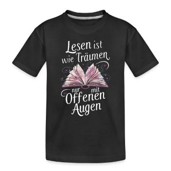 Buch Lesen Bücher Buch Nerd Bücherwurm - Kinder Premium Bio T-Shirt - Schwarz - Vorne
