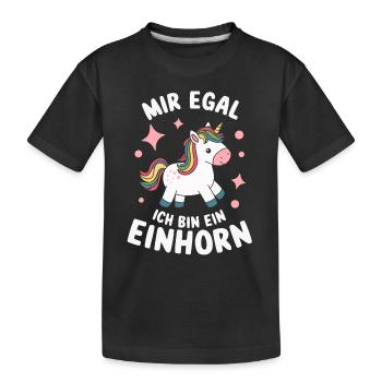 Einhorn Einhörner Fabelwesen Mystisch - Kinder Premium Bio T-Shirt - Schwarz - Vorne