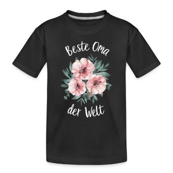 Oma Großmutter Großeltern Muttertag Familie - Kinder Premium Bio T-Shirt - Schwarz - Vorne