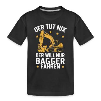 Conducteur d’excavatrice Ouvrier du bâtiment Chantier Machine de construction - T-shirt bio Premium Enfant - noir - Devant