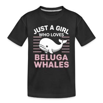 Beluga Wal Ozean Belugas Wale - Kinder Premium Bio T-Shirt - Schwarz - Vorne