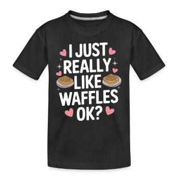 Waffles Breakfast Sweets - Kids' Premium Organic T-Shirt - black - Front