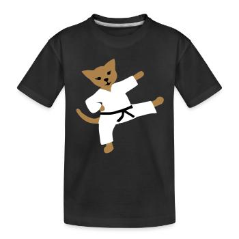 taekwondo cat - T-shirt bio Premium Enfant - noir - Devant
