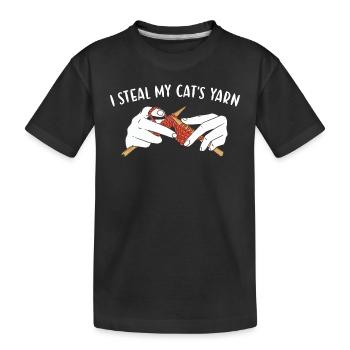 Je vole la laine de mon chat à tricoter - T-shirt bio Premium Enfant - noir - Devant