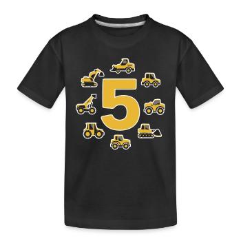Construction site - 5 years - 5th birthday - Kids' Premium Organic T-Shirt - black - Front
