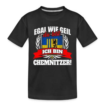 Chemnitzer Chemnitz Sächsisch Sachsen Geschenk - Kinder Premium Bio T-Shirt - Schwarz - Vorne