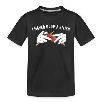 Je ne laisse jamais tomber un point de tricot - T-shirt bio Premium Enfant - noir - Devant