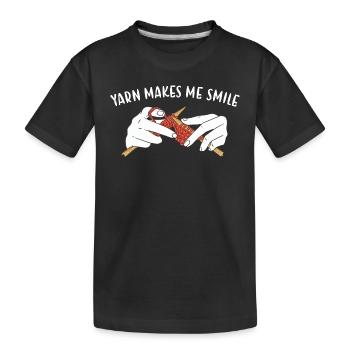 Yarn Makes Me Smile Knitting - Kinder Premium Bio T-Shirt - Schwarz - Vorne