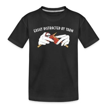 Facilement distrait par le tricot de fil - T-shirt bio Premium Enfant - noir - Devant