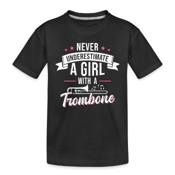 Trombone Girls Brass Band Trombonist - Kids' Premium Organic T-Shirt - black - Front