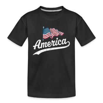 America Flag - Kids' Premium Organic T-Shirt - black - Front