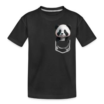 Baby Panda Brusttsche Weiss - Kinder Premium Bio T-Shirt - Schwarz - Vorne