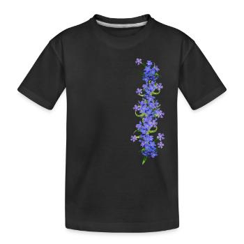blaue Frühlingsblüten Blüten Girlande Blumenwiese - Kinder Premium Bio T-Shirt - Schwarz - Vorne