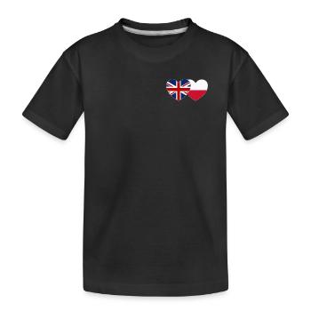 Great Britain Poland Flag Heart - Kids' Premium Organic T-Shirt - black - Front