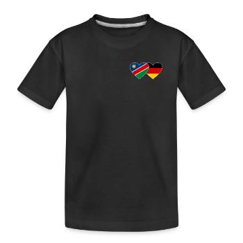Namibia Germany Flag Heart - Kids' Premium Organic T-Shirt - black - Front