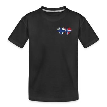 Finnland Norwegen Flagge Herz used used - Kinder Premium Bio T-Shirt - Schwarz - Vorne