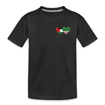Palestine Chechnya Flag Heart - Kids' Premium Organic T-Shirt - black - Front