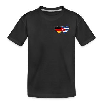 Deutschland Kuba Flagge Herz - Kinder Premium Bio T-Shirt - Schwarz - Vorne