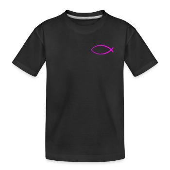Ichtus Fisch einfarbig rosa - Kinder Premium Bio T-Shirt - Schwarz - Vorne