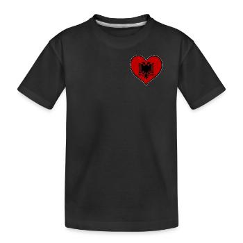 Drapeau du cœur d’Albanie - T-shirt bio Premium Enfant - noir - Devant