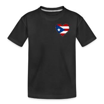 Puerto Rico Heart Flag - Kids' Premium Organic T-Shirt - black - Front