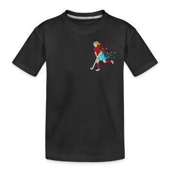 Joueuse de hockey rouge bleu clair - T-shirt bio Premium Enfant - noir - Devant