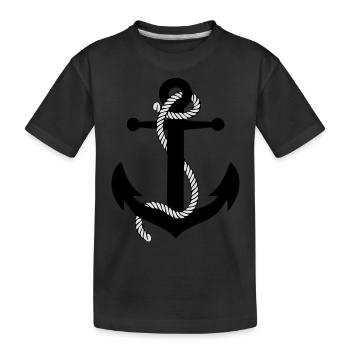 Anker mit Seil v2 - Kinder Premium Bio T-Shirt - Schwarz - Vorne