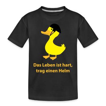 Ente mit Helm - Kinder Premium Bio T-Shirt - Schwarz - Vorne