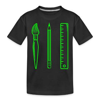 Pinsel Bleistift Linieal - Kinder Premium Bio T-Shirt - Schwarz - Vorne