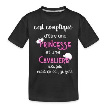 c'est compliqué princesse et cavalière humour - T-shirt bio Premium Enfant - noir - Devant