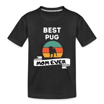 Pug Mama Retro Mother's Day Dog Pug - Kids' Premium Organic T-Shirt - black - Front