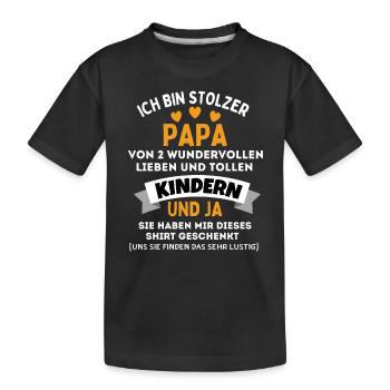 Stolzer Papa Männer Kinder Vatertag Geschenk Vater - Kinder Premium Bio T-Shirt - Schwarz - Vorne