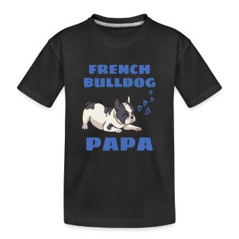 Frenchie Papa Dog Father's Day French Bulldog - Kids' Premium Organic T-Shirt - black - Front
